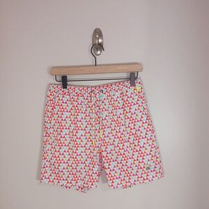 Psycho Bunny Geometric Swim Trunks Men's Size S Vacation Beach Summer